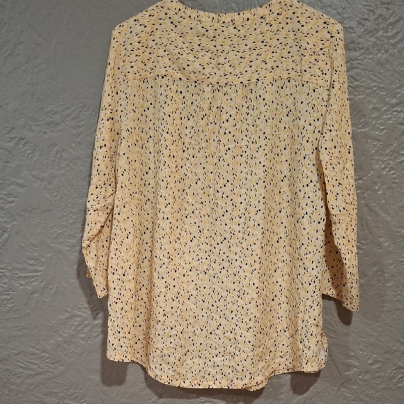 Liz Claiborne Cream Button Down Shirt with 3/4 Sleeves and Peter Pan Collar - Picture 6 of 7